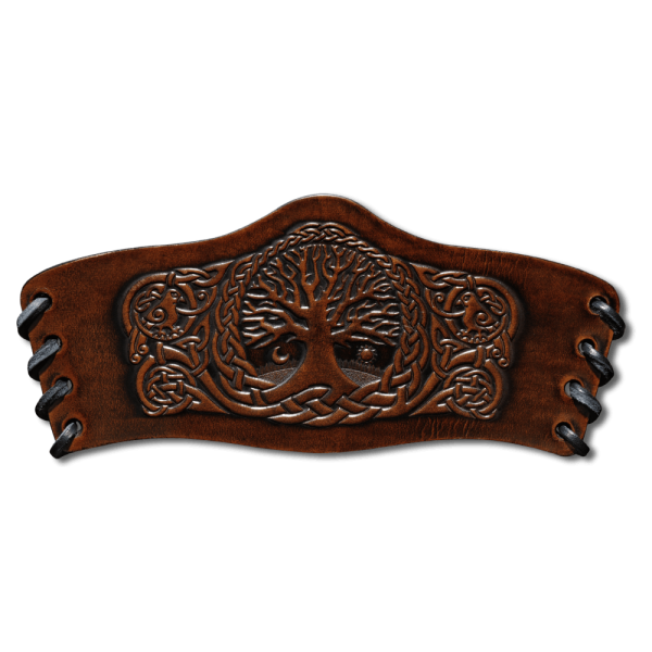 Leather Bracelet 90mm (3 9/16 inch) Tree of Life with Birds (7) brown-antique