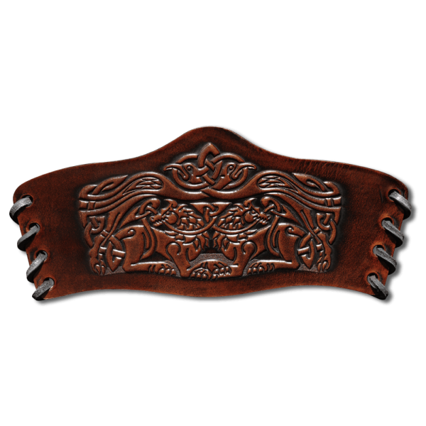 Leather Bracelet 90mm (3 9/16 inch) Wulfs with Birds (8) brown-antique