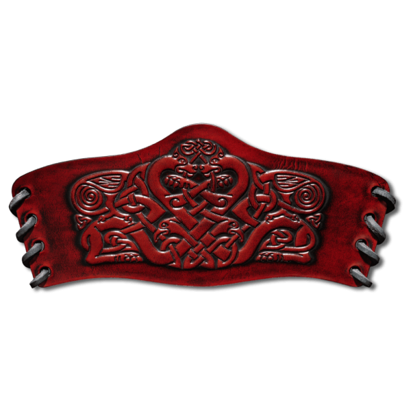 Leather Bracelet 90mm (3 9/16 inch) Dragons with Birds (9) mahogany-antique