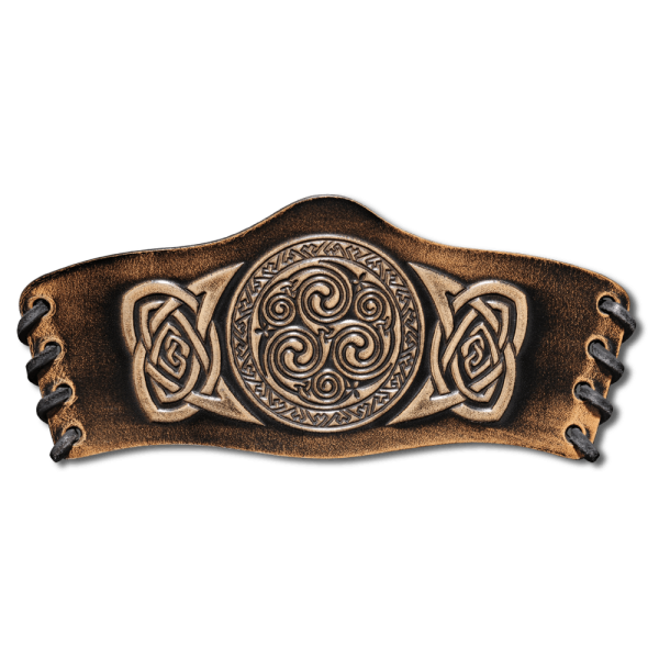 Leather Bracelet 90mm (3 9/16 inch) Spirals in Knotwork (12) black-antique