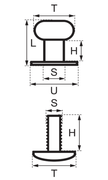 Knopfschraubnieten 8mm nickel-geschwärzt