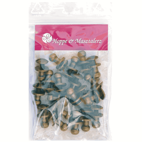 Button Screw Studs 5mm brass-antique