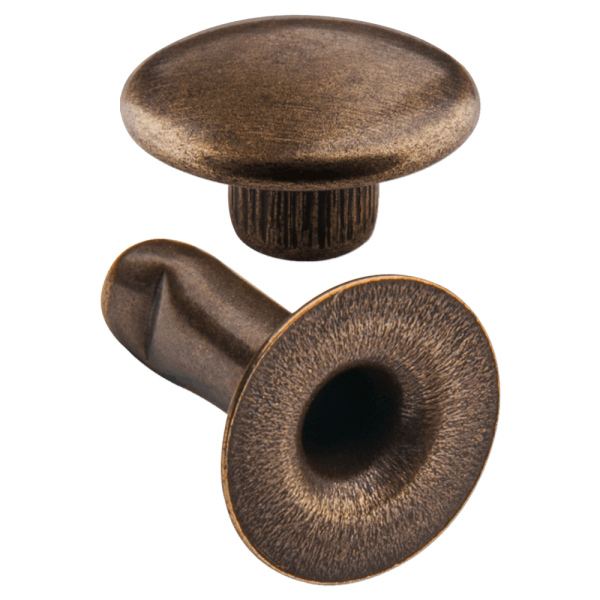 Doppel-Hohlnieten Ziernieten 2-teilig 9mm "9/10" aus Eisen (nickelfrei), Finish: messing-antik