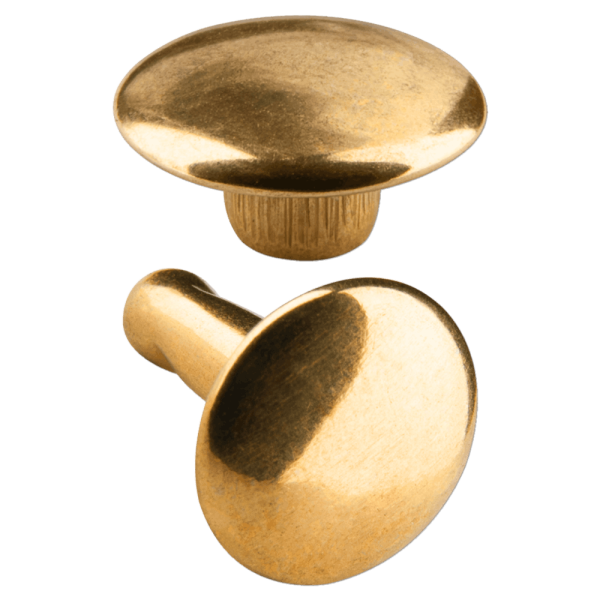 Doppelkopf-Hohlnieten Ziernieten 2-teilig 9mm "9/10/2" aus Eisen (nickelfrei), Finish: messing-glänzend (goldfarben)