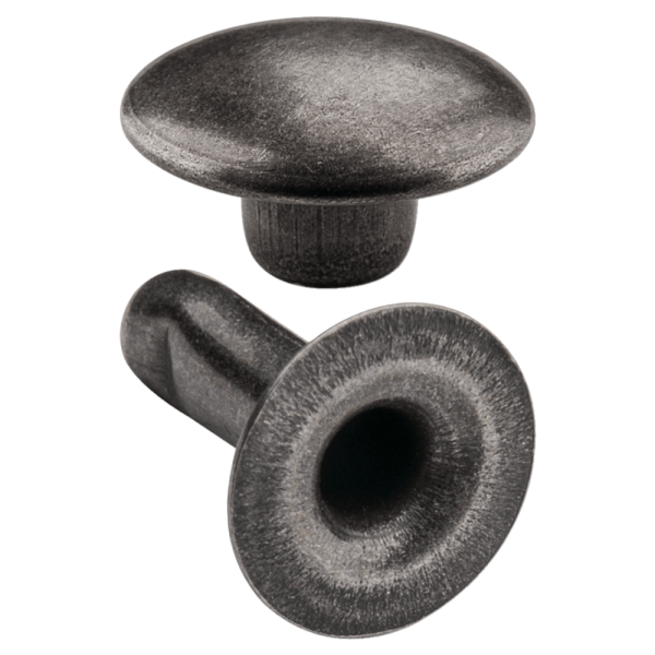 Doppel-Hohlnieten Ziernieten 2-teilig 9mm "9/10" aus Eisen (nickelfrei), Finish: nickel-antik