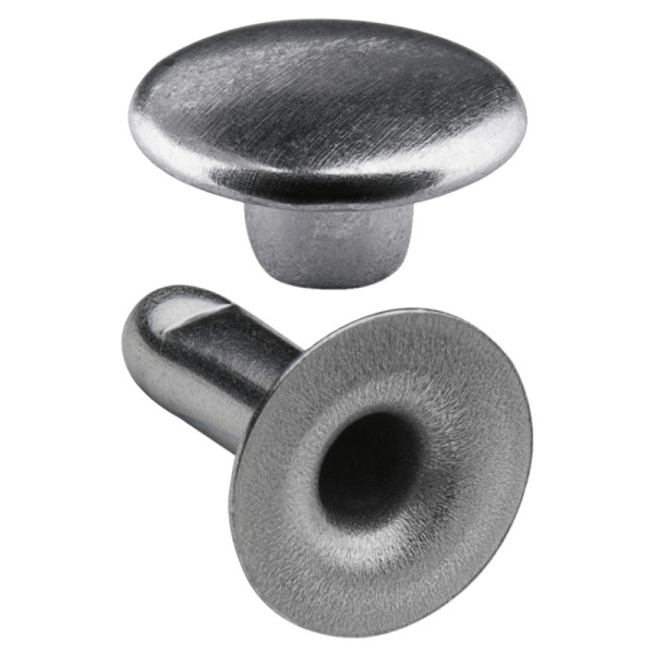 Doppel-Hohlnieten 2-teilig Ziernieten 7mm "7/8" aus Eisen (nickelhaltig), Finish: nickel-glänzend