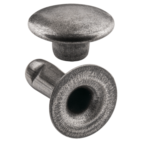 Doppel-Hohlnieten Ziernieten 2-teilig 9mm "9/10" aus Eisen (nickelfrei), Finish: silber-antik