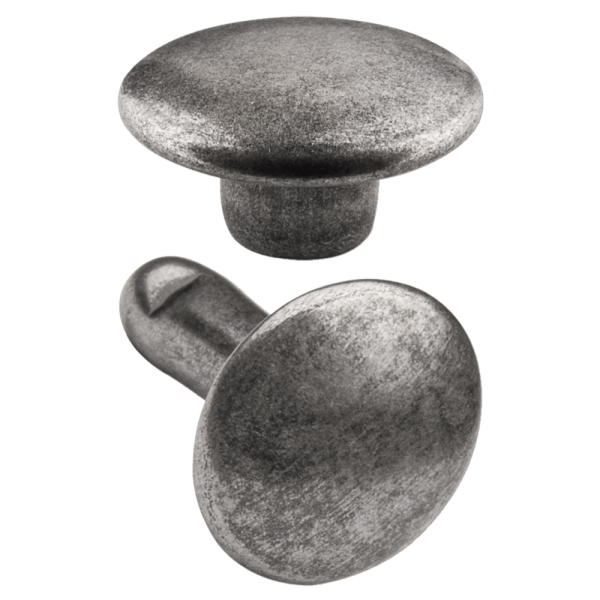 Doppelkopf-Hohlnieten Ziernieten 2-teilig 7mm "7/8/2" aus Eisen (nickelfrei), Finish: silber-antik