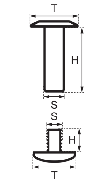 Schraubnieten 12MM nickel-glänzend
