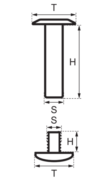 Schraubnieten 15MM nickel-glänzend