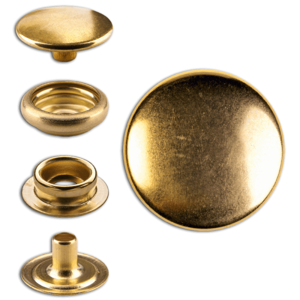 Brass (nickel free) Ring-Spring Snap Fastener Button 'F3' 15.5mm, Press Snap Button, Gold-Glossy (gold-coloured)
