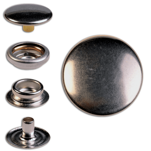Iron (nickel included) Ring-Spring Snap Fastener Button 'F3' 15.5mm, Press Snap Button, Finish: Nickel-Glossy