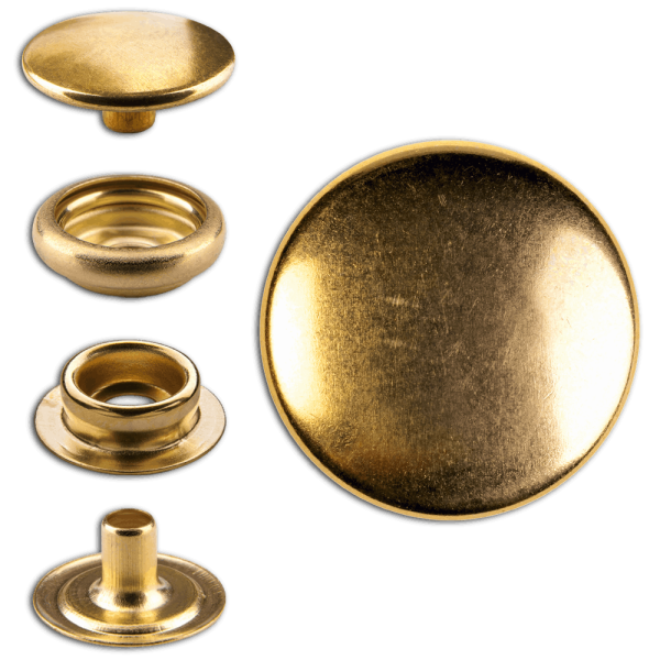 Ringfeder-Druckknöpfe "F3" 17mm aus Messing (nickelfrei), Finish: gold-glänzend (goldfarben)