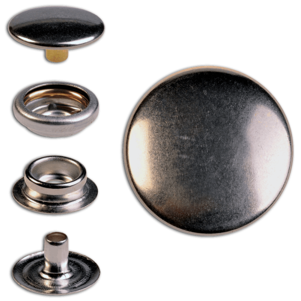 Brass (nickel free) Ring-Spring Snap Fastener Button 'F3' 17mm, Press Snap Button, Finish: Nickel-Glossy