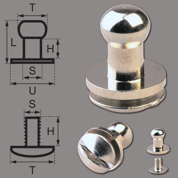 Knopfschraubnieten 5mm nickel-glänzend