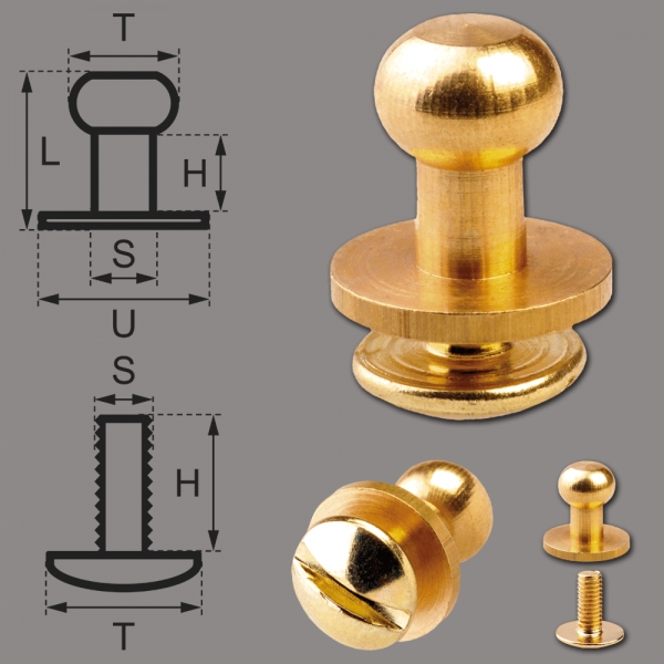 Knopfschraubnieten 6mm messing-glänzend (goldfarben)