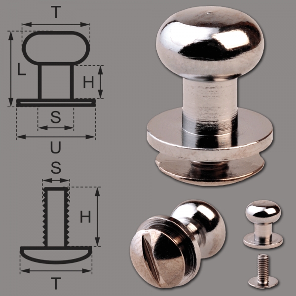 Knopfschraubnieten 8mm nickel-geschwärzt