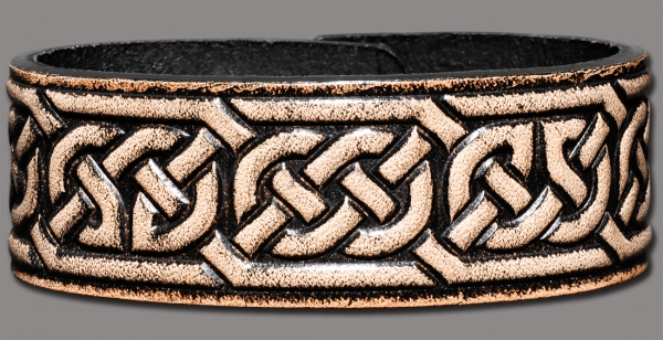 Leather Bracelet 24mm (15/16 inch) Knotwork (1) black-antique