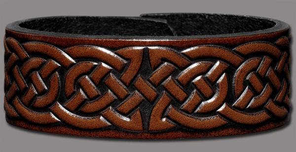 Leather Bracelet 24mm (15/16 inch) Knotwork (2) brown-antique