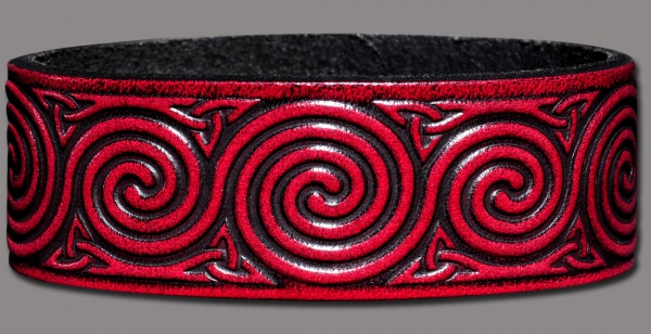 Leather Bracelet 24mm (15/16 inch) Spiral (3) cherry red-antique