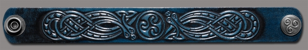 Lederarmband 24mm Triskele mit Schlangen (6) blau-antik