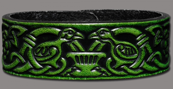 Lederarmband 24mm Lebensbaum (7) grün-antik