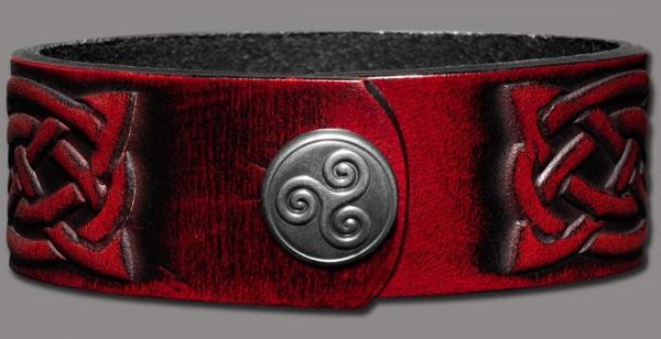 Lederarmband 24mm Dreifalt mit Schlüsselmuster (5) mahagony-antik