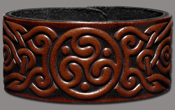 Leather Bracelet 32mm (1 1/4 inch) Triskel (5) brown-antique