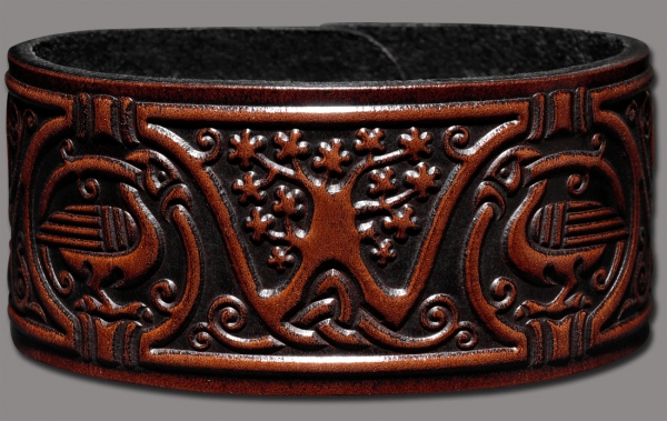Leather Bracelet 32mm (1 1/4 inch) Tree of Life (6) brown-antique