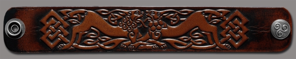 Leather Bracelet 32mm (1 1/4 inch) Lions (10) brown-antique