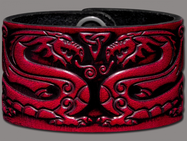 Lederarmband 40mm Drachen (12) kirschrot-antik