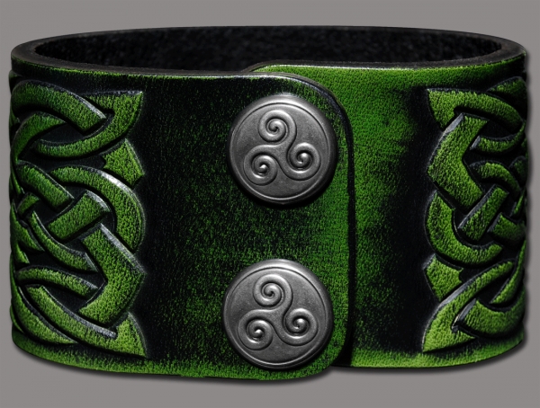 Leather Bracelet 40mm (1 9/16 inch) Tree of Life (16) green-antique