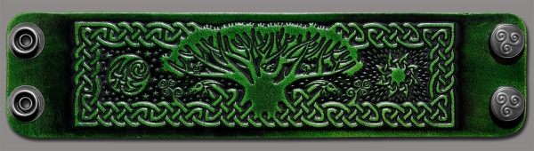 Lederarmband 48mm Keltischer Lebensbaum (4) grün-antik