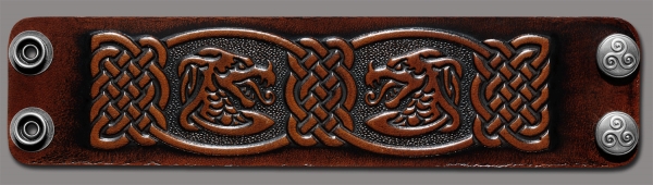Lederarmband 48mm Keltische Drachenköpfe in Knoten (13) braun-antik