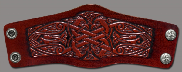 Leather Bracelet 80mm (3 1/8 inch) Cranes (8) mahogany-antique