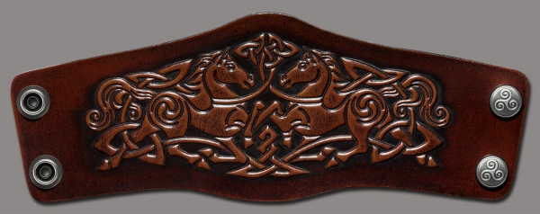 Leather Bracelet 80mm (3 1/8 inch) Horses (11) brown-antique
