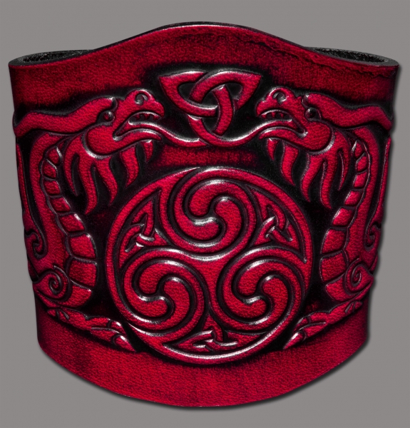 Lederarmband 80mm Drachen (12) kirschrot-antik