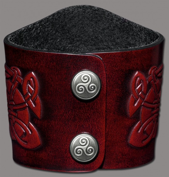 Leather Bracelet 80mm (3 1/8 inch) Celtic Cross (4) mahogany-antique