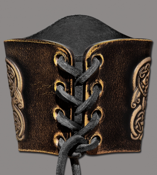 Leather Bracelet 90mm (3 9/16 inch) Spirals in Knotwork (12) black-antique