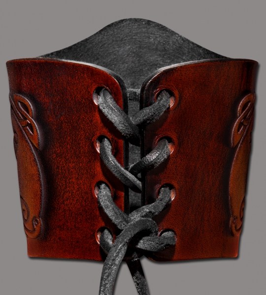 Leather Bracelet 90mm (3 9/16 inch) Celtic Cross (4) brown-antique